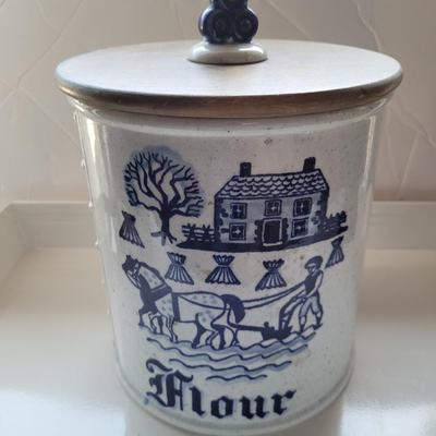 Large Vintage Flour Canister Stoneware