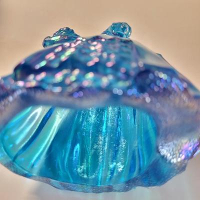 Blue Iridescent Carnival Glass Maiden