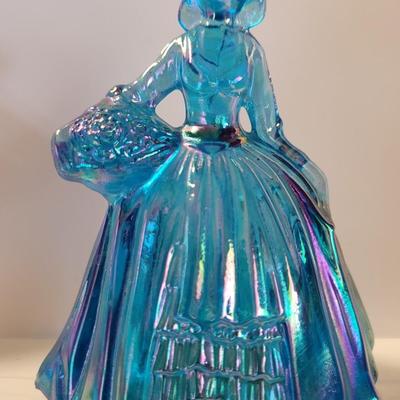 Blue Iridescent Carnival Glass Maiden