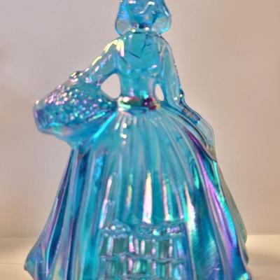 Blue Iridescent Carnival Glass Maiden