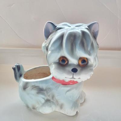Mid Century Amber-Eyed Puppy Planter