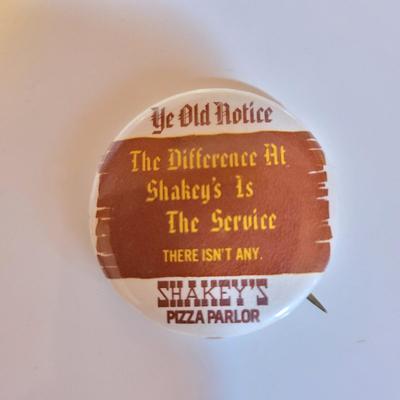 Vintage Shakey's Pizza Pinback Button