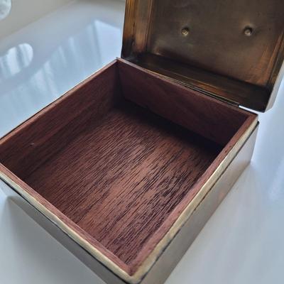 Vintage Solid Brass Enameled Trinket Box 