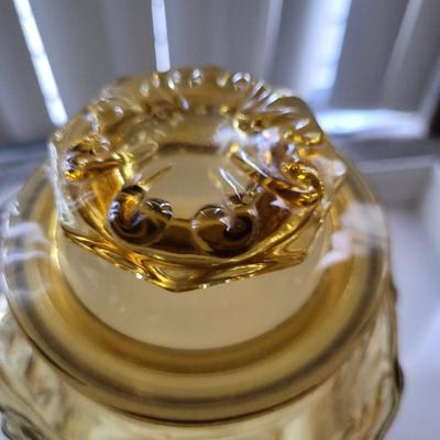 L.E. Smith Amber Canister and Lid