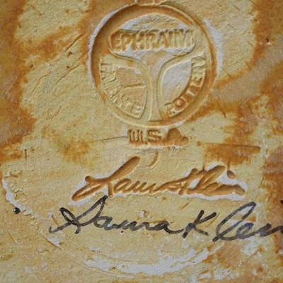 EPHRAIM POTTERY VASE 8" GOLD SIGNED LAURA KLEIN