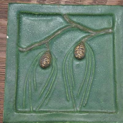 EPHRAIM POTTERY TILE 6" BY 6" PINE CONES