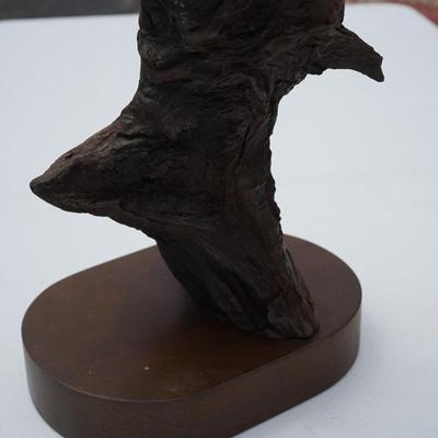 SIGNED CAIN WOOD BUST CARVING OF A MAN