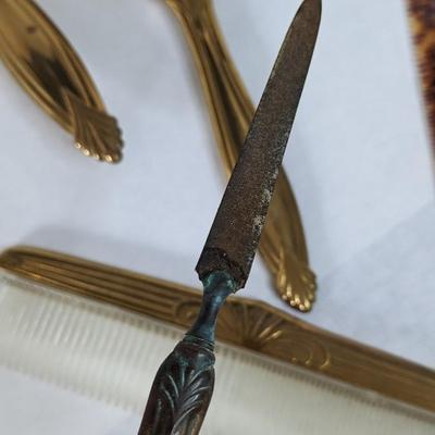 Monogramed and Metal Antique Vanity Sets