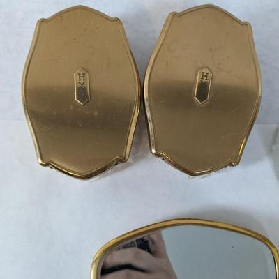 Monogramed and Metal Antique Vanity Sets