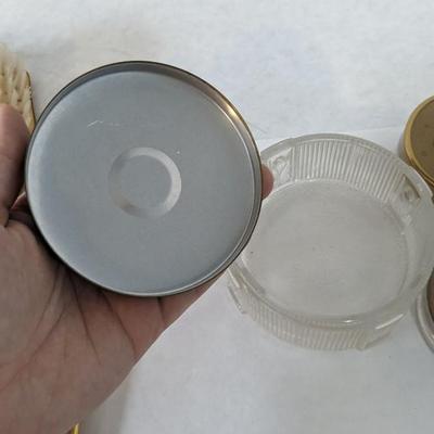 Monogramed and Metal Antique Vanity Sets