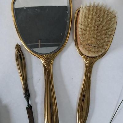 Monogramed and Metal Antique Vanity Sets