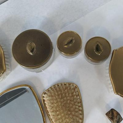 Monogramed and Metal Antique Vanity Sets