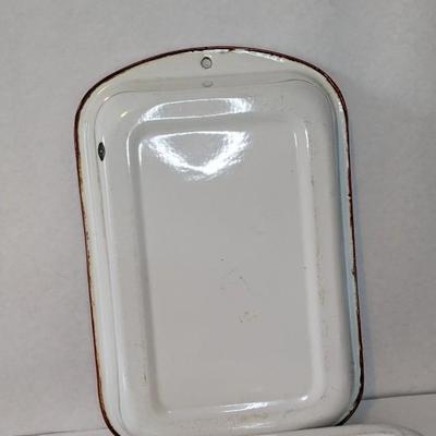 Red and Green Rim Enamelware