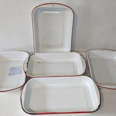 Red and Green Rim Enamelware
