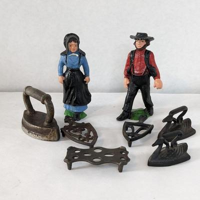 Cast Iron Amish Figures & Small Irons