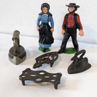 Cast Iron Amish Figures & Small Irons