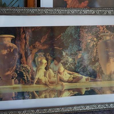 GROUPING OF FIVE MAXFIELD PARRISH STYLE PRINTS FRAMED.