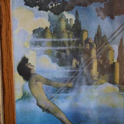 GROUPING OF FIVE MAXFIELD PARRISH STYLE PRINTS FRAMED.