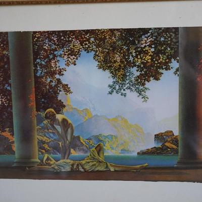 GROUPING OF FIVE MAXFIELD PARRISH STYLE PRINTS FRAMED.