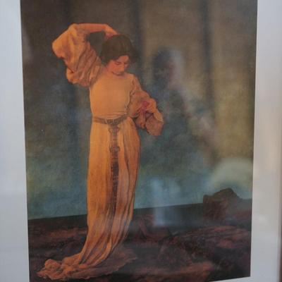 GROUPING OF FIVE MAXFIELD PARRISH STYLE PRINTS FRAMED.