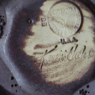 EPHRAIM POTTERY SIGNED KEVIN HINES 3  1/2" WITH A METAL FIREFLY HOLDER