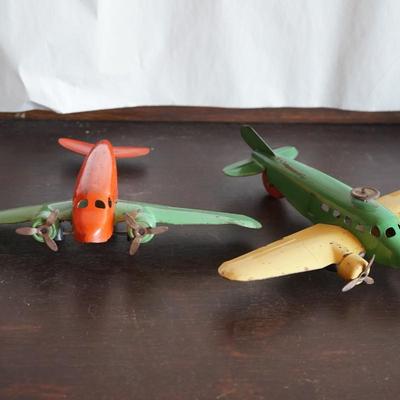 PAIR OF VINTAGE TOY METAL AIRPLANES