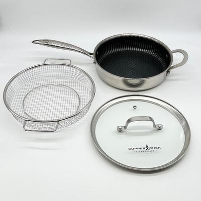 COPPER CHEF ~ Titan Series ~ Pair (2) Frying Pan & Steaming / Crisping Basket