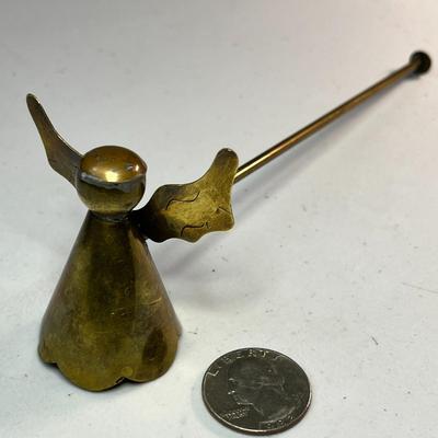 BRASS ANGEL CANDLE SNUFFER 7â€ LONG