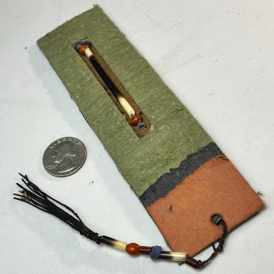 FANCY ETHNIC BOOKMARK WITH BONE, BEADS