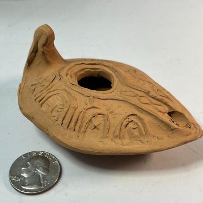 BIBLE STYLE CLAY OIL LAMP 4â€ LONG