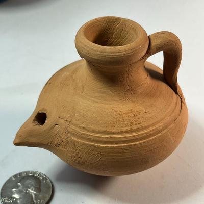 PITCHER STYLE CLAY OIL LAMP 3â€ TALL