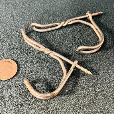 VINTAGE WIRE TWIST COAT HOOKS PAIR
