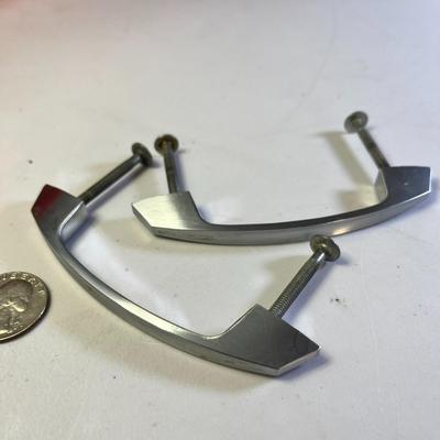 PAIR SLEEK BRUSHED SILVER HANDLES