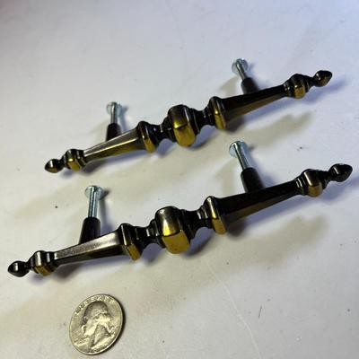 NEW DRAWER HANDLES PAIR AGED BRASS