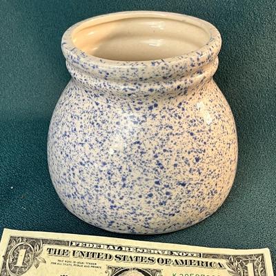 CROCK BLUE SPLATTER 4-1/2â€ TALL