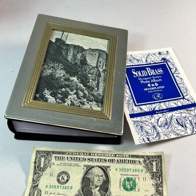 PHOTO ALBUM BRASS SILVER PLATE HOLDS 100