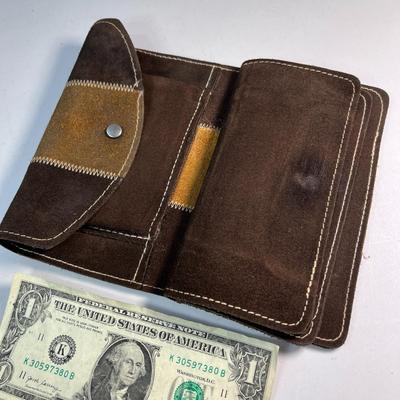 VINTAGE 60â€™S PATCHWORK SUEDE FOLDING WALLET 