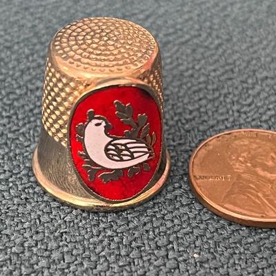 CLOISONNE PARTRIDGE CREST THIMBLE