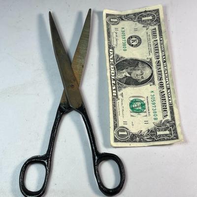 VINTAGE LONG SCISSORS PAINTED BLACK HANDLES