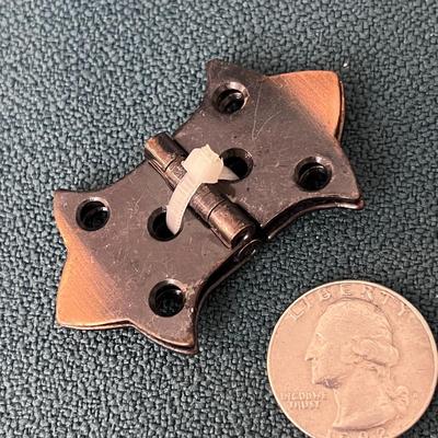 PAIR VINTAGE COPPER AGED-LOOK HINGES 2â€ WIDE