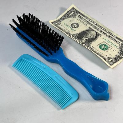 BLUE, BLACK COMB AND HAIR BRUSH SET CLEAN