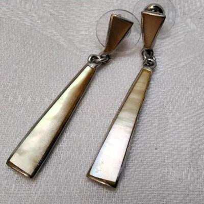 Antique Gold Mother of Pearl 925 Earrings