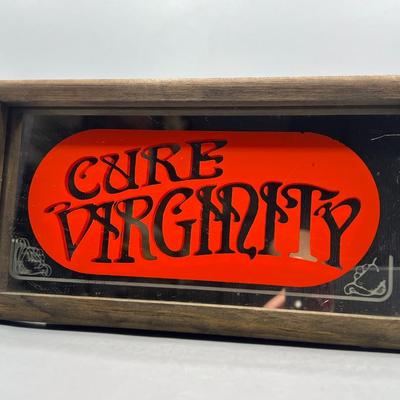 Vintage Wallace Berrie & Co. Cure Virginity Bareware Parlor Mirror Sign
