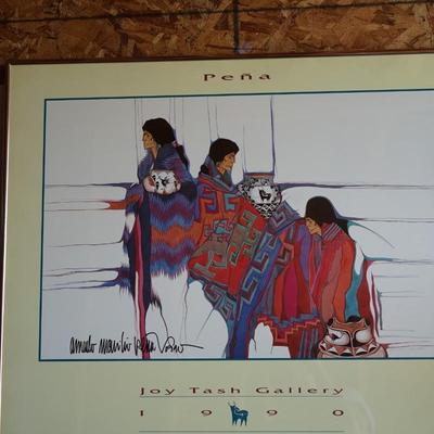 AMANDO PENA' WORKS IN POSTER PRINT SIGNED AND FRAMED.