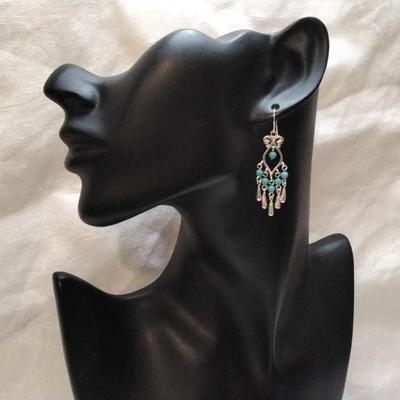 Vintage Navajo Turquoise Signed 925 Earrings