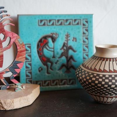 NAVTIVE AMERICAN CRAFT GROUPING TO INCLUDE KOKOPELLI TILE.