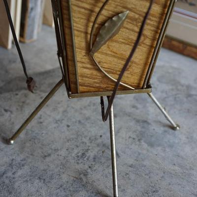 1950s  FLOOR ASH TRAY STAND WITH LIGHT INTERIOR. BRASS FOLIAGE.