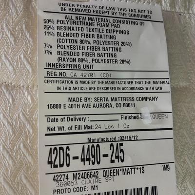 Queen size bed with metal frame Serta Mattress and box springs