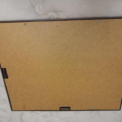 large mountain lake framed artwork and smaller waterfall picture