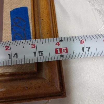 large mountain lake framed artwork and smaller waterfall picture